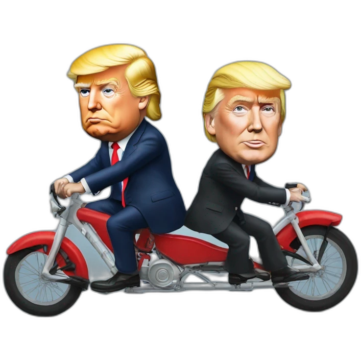 Donald trump et Emanuel Macron sur un vélo emoji