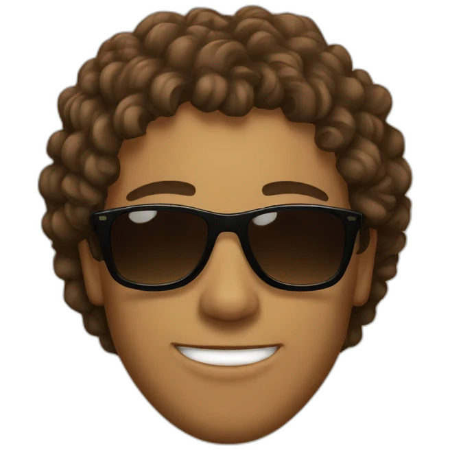 Guy with cool sunglasses and brown curly hair emoji