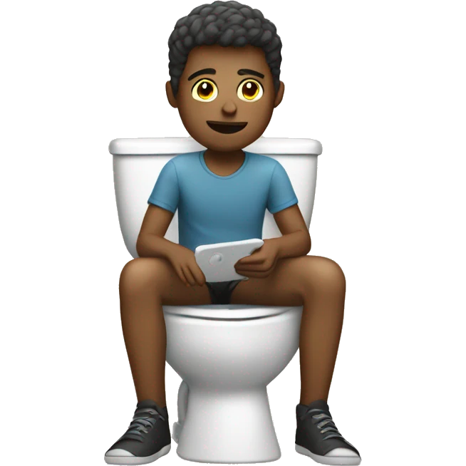 sitting on toilet texting emoji