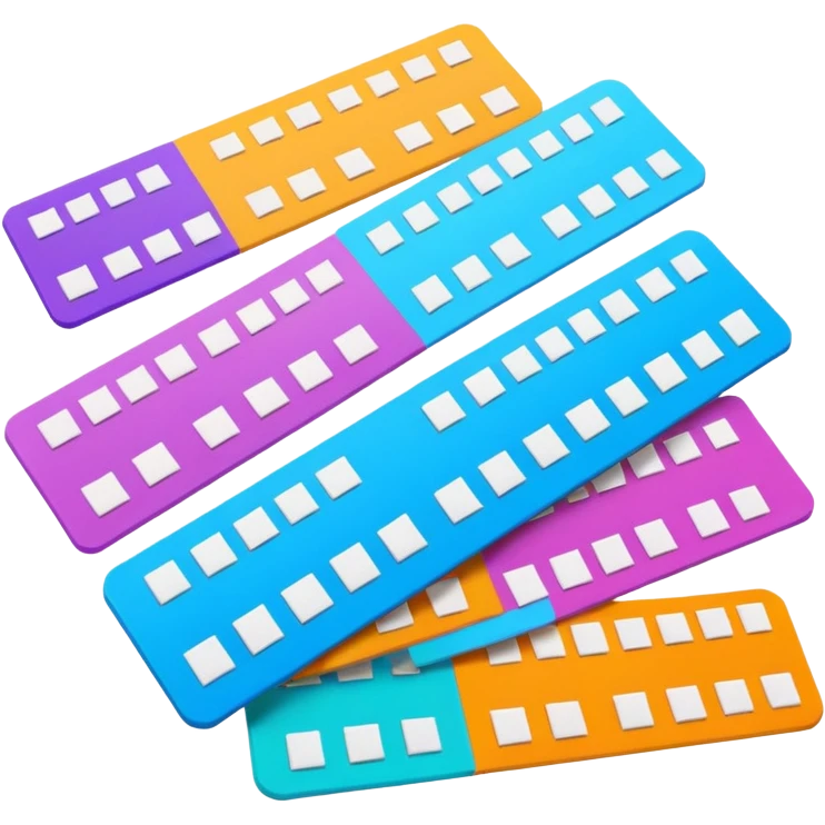 Create blank lottery coupons fanned out, clean and colorful, with different header colors and simple grid sections. No numbers, no text emoji