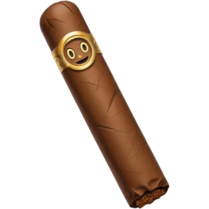 Emoji-style cigar icon, dark brown wrapper, subtle smoke, minimalistic, clean silhouette, metal details, no gold emoji