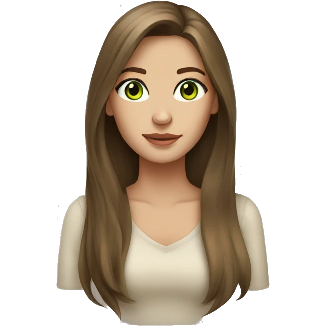 beautiful woman long brown hair green eyes beige skin emoji