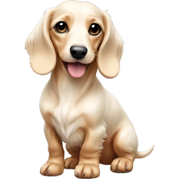 mini long-haired puppy dachshund cream white colors full body side emoji