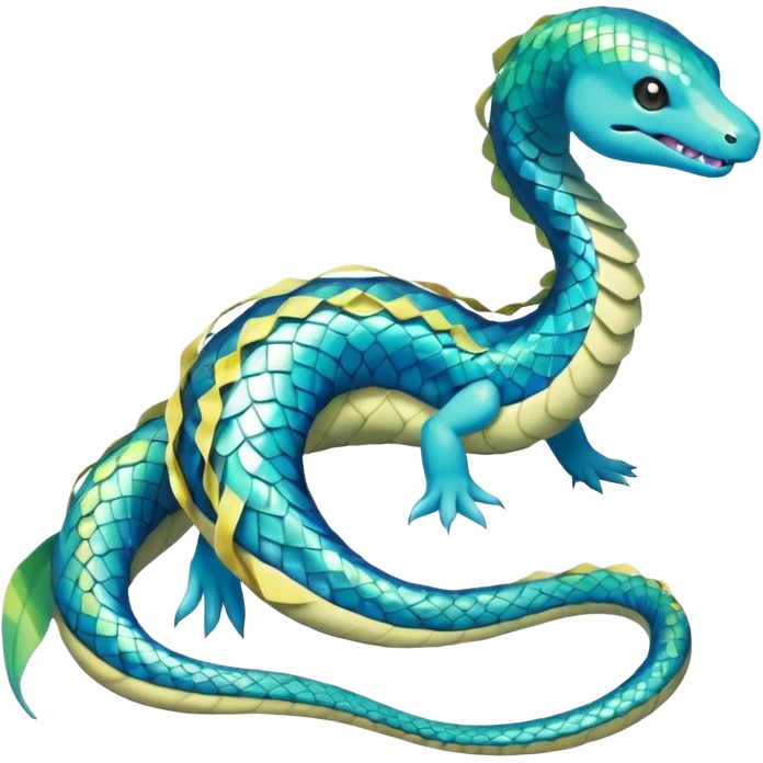 Sleek Serpentine Aquatic Ribbon-bodied Elegant Pokémon-Fakémon-Digimon-Creature, (full body) emoji