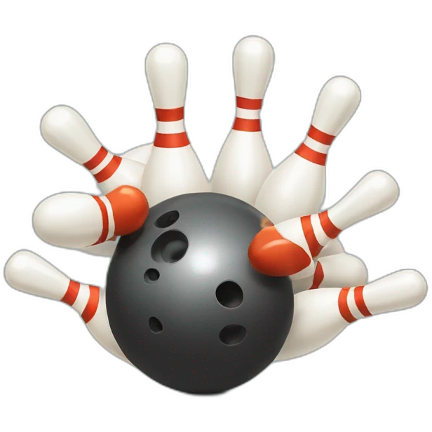 bowling pin hitting people with bowling ball emoji