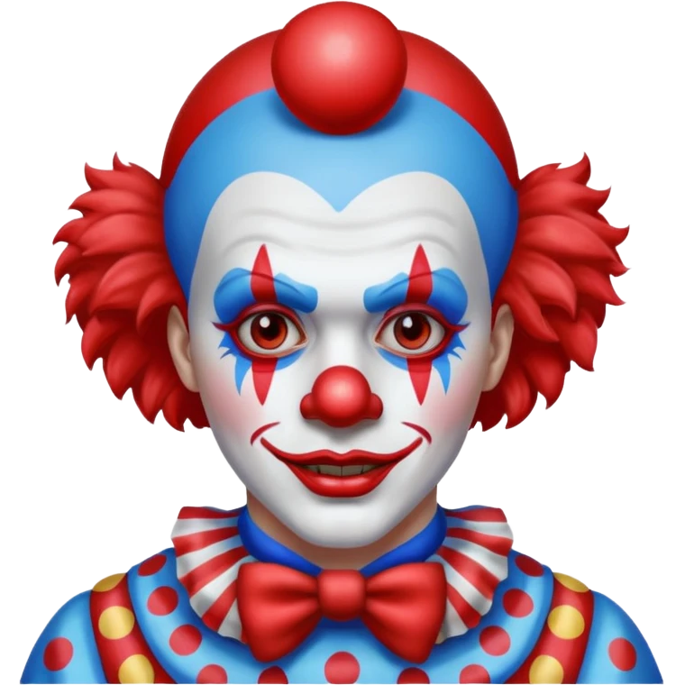 glitter red and blue clown emoji