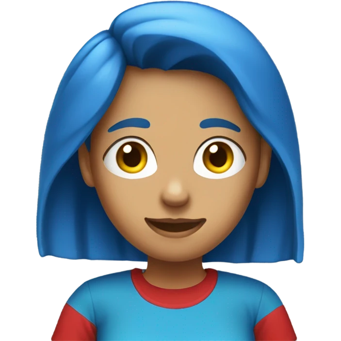 a woman with blue hair in red tshirt emoji
