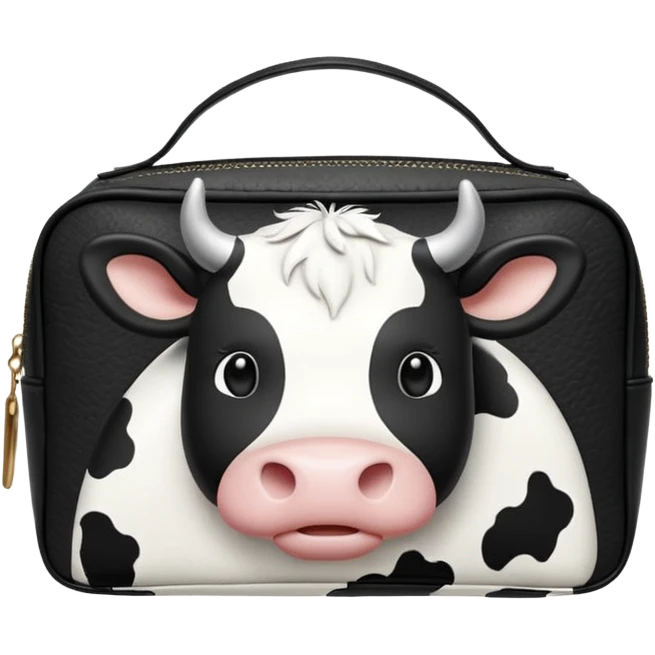 Cow patterned cosmetic bag emoji