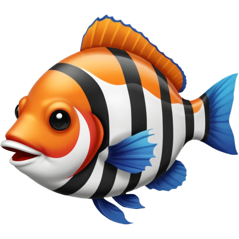Poisson clown noir et blanc emoji