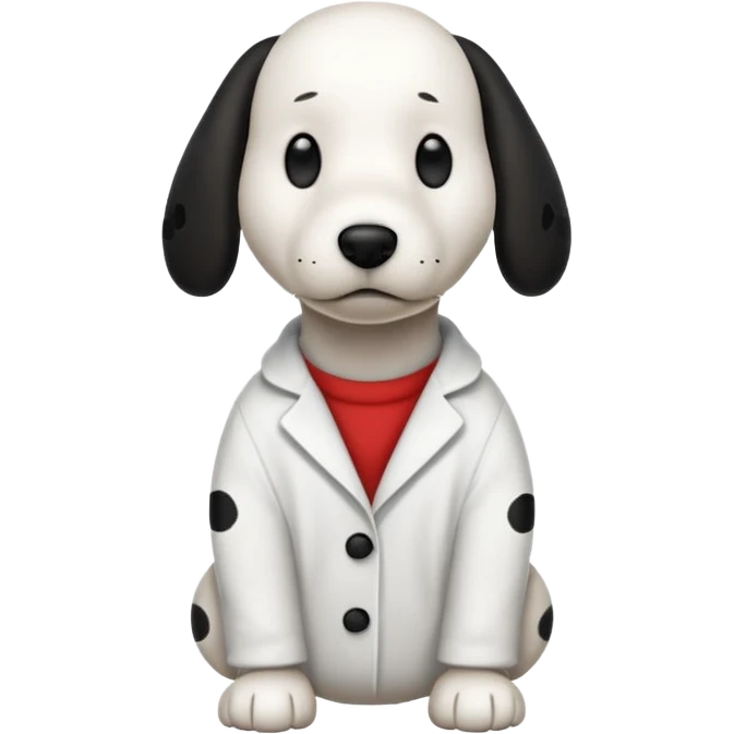 Un perro disfrazado de snoppy emoji