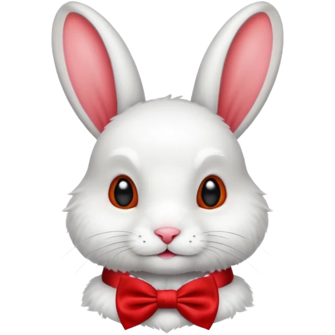White rabbit with red bow tie emoji