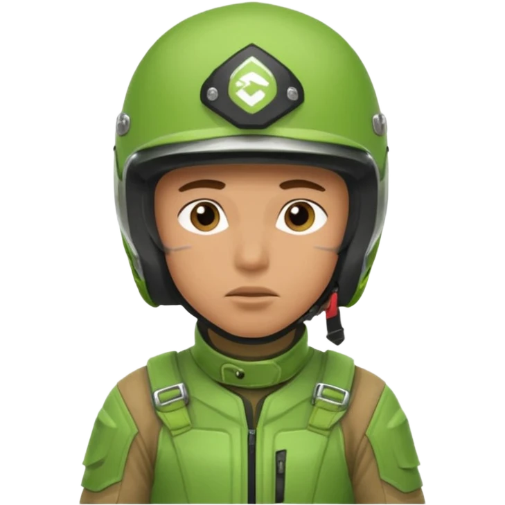 dirtbike rider in green gear thinking about his answer to a question emoji