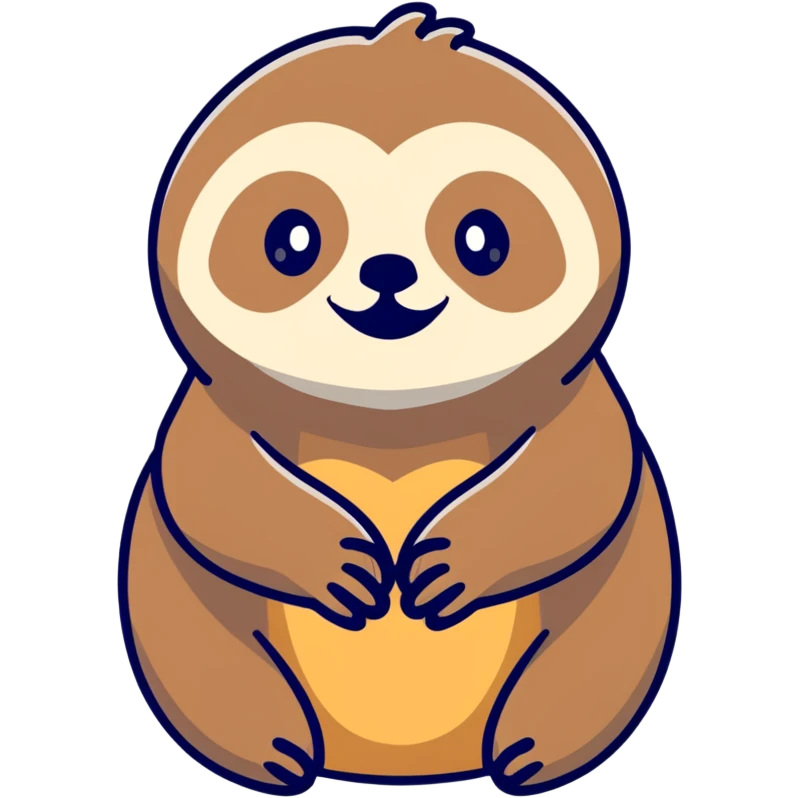 sloth face, cartoon style, close up, fills the image, playful expression emoji