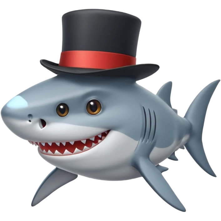 Shark with a top hat emoji