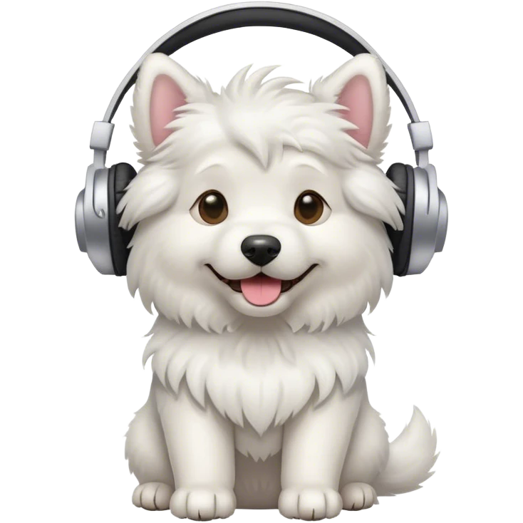 white dog with headphones emoji