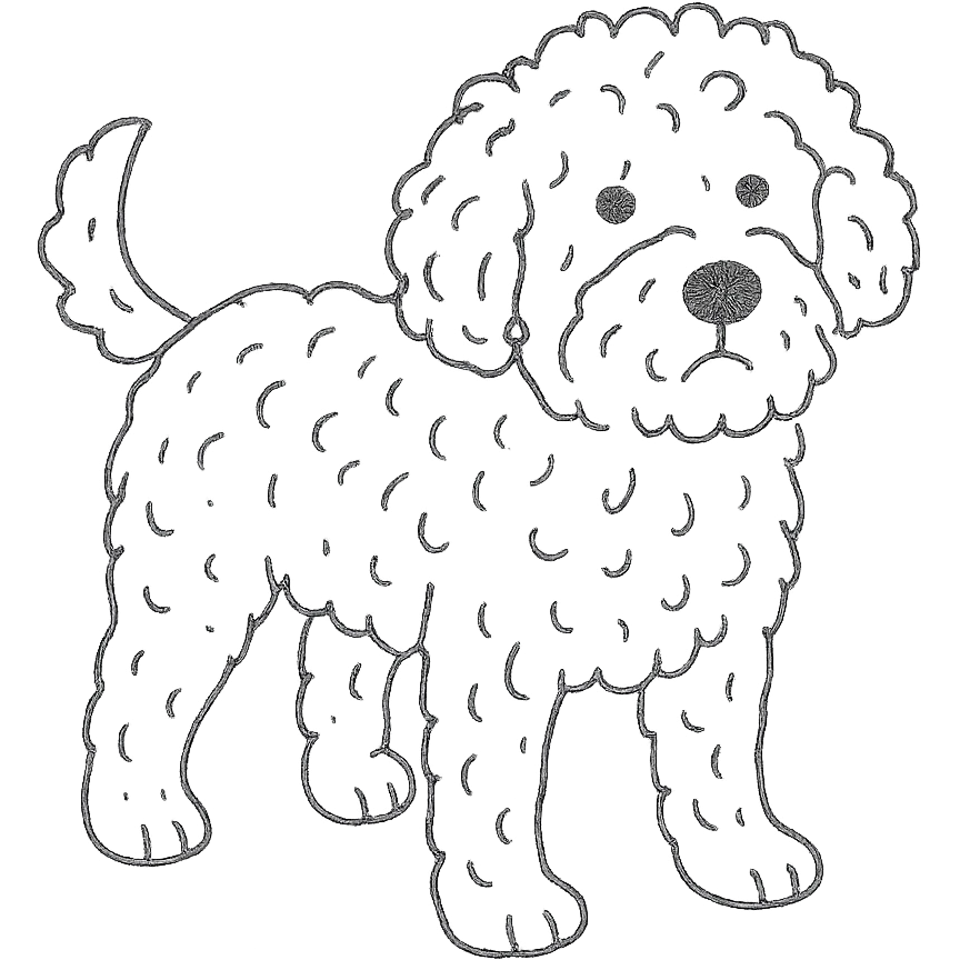 roan Lagotto Romagnolo dog hand-drawn outline icon emoji