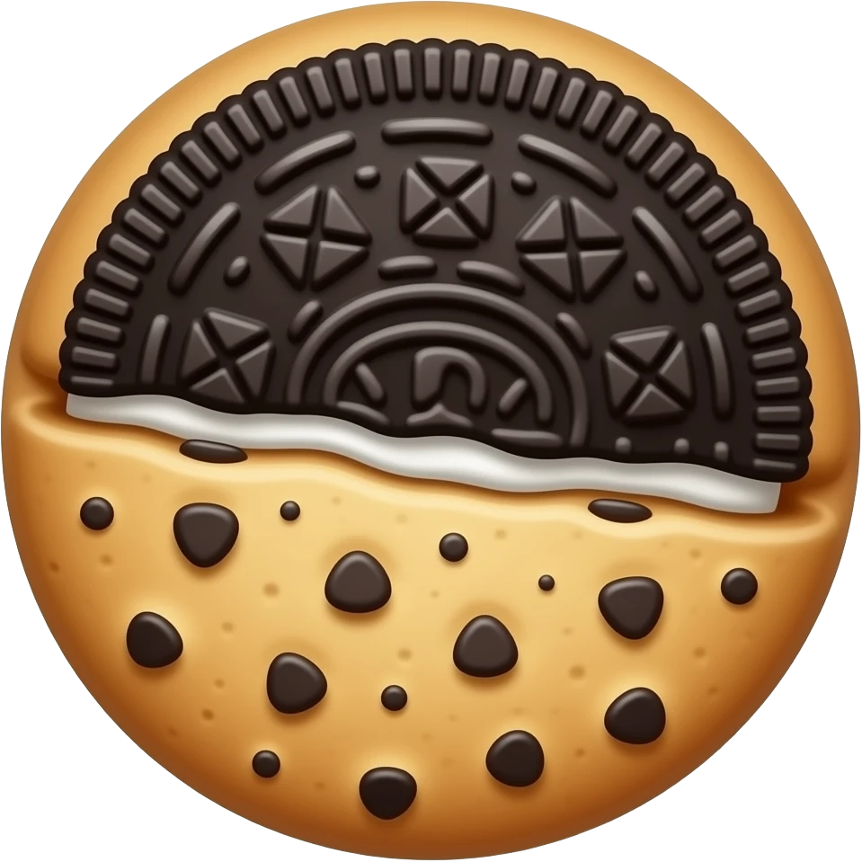 crumble cookie with oreo sauce on top emoji