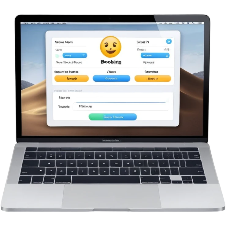 online booking system interface on MacBook screen emoji