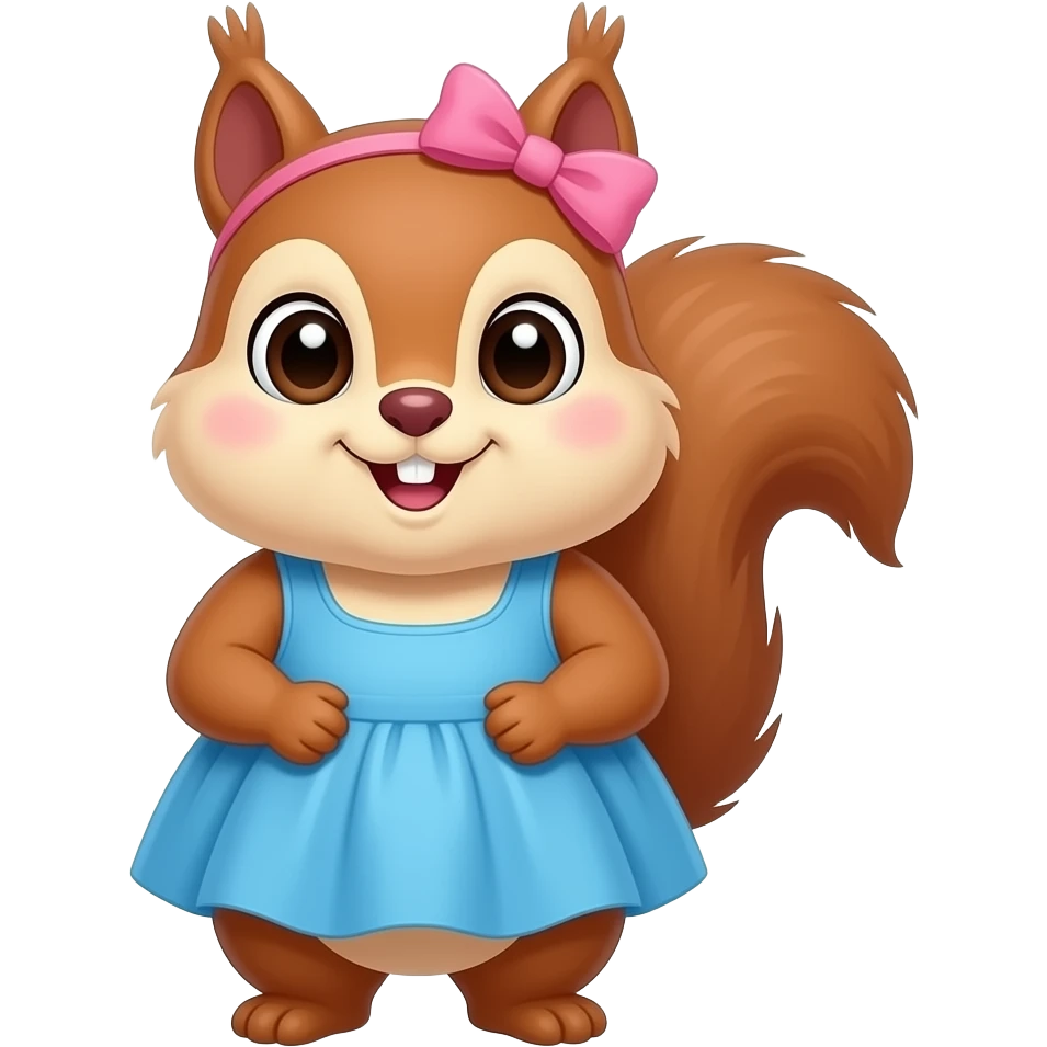 Cute squirrel with a pink bow 🎀 and a blue dress 👗 ( make it chubby style ) emoji