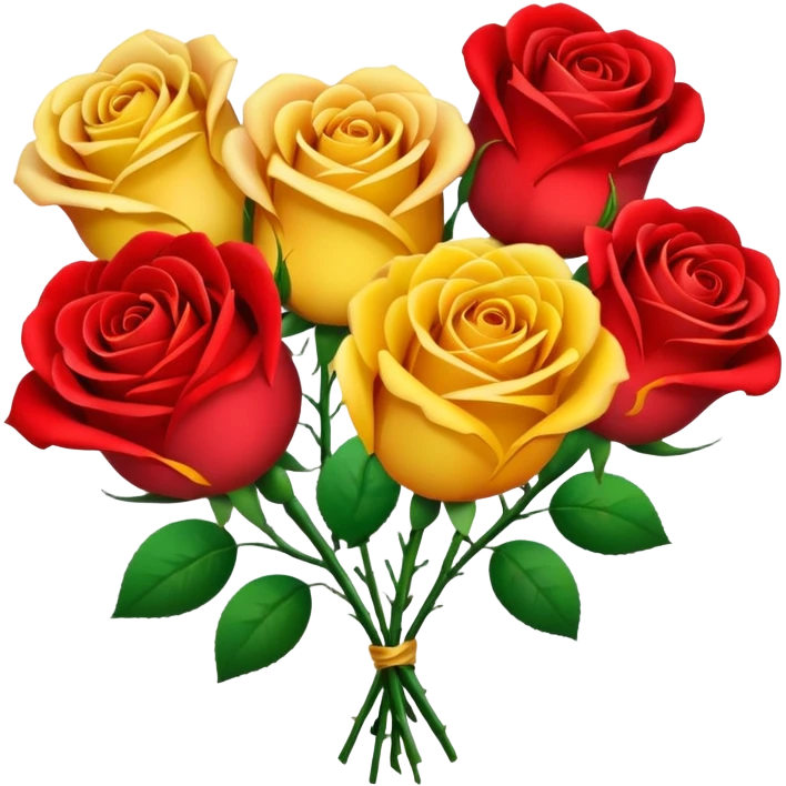 Gradient roses with from yellow to red with heart holding emoji