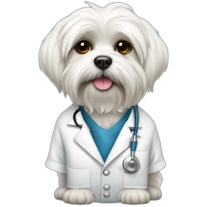 Male Maltese Shitzu in doctors outfit emoji