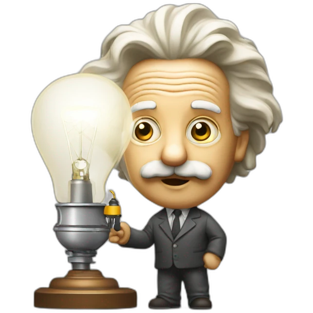 Einstein with a idea lamp emoji