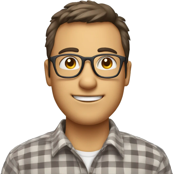 A person wearing check shirt and wearing specs he was done aerospace study but a teacher  emoji
