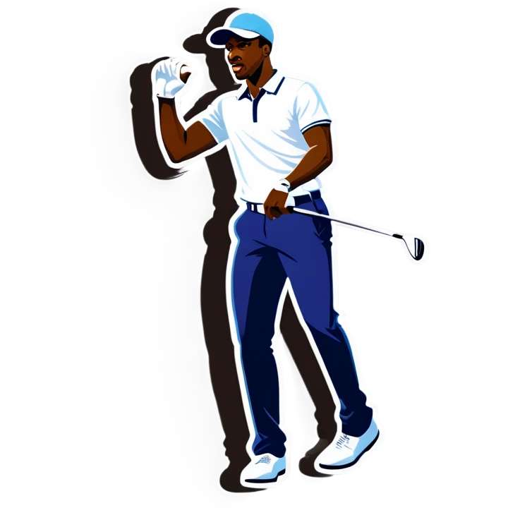Cool looking black man hitting a golf ball emoji