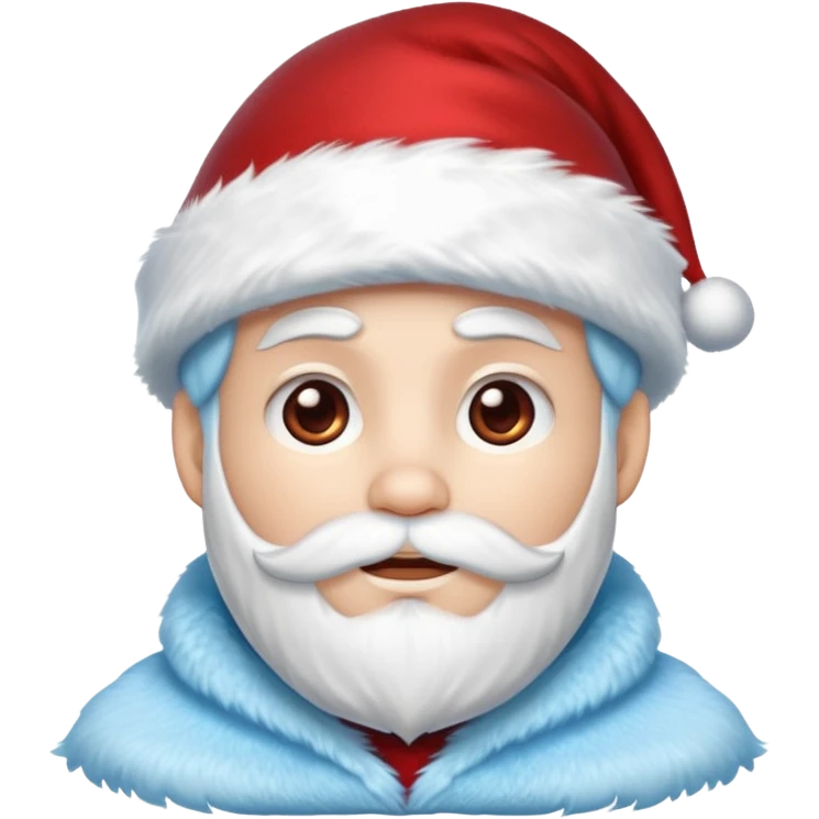 Fantasy human emoji portrait, Santa Claus hat with icy frost, simple winter mantle with icy blue fur trim and crimson inner fabric, northern winter aesthetic, calm heroic expression, clean flat emoji design, male/female variant
 emoji