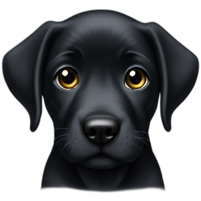 A very cute black labarador puppy with grey eyes emoji
