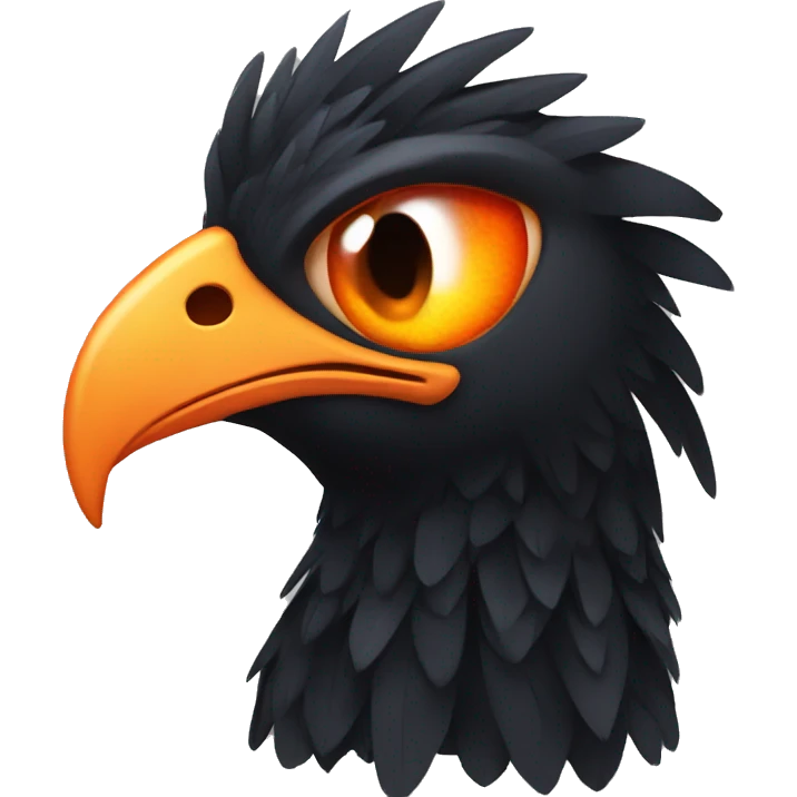 black phoenix with orange eyes emoji