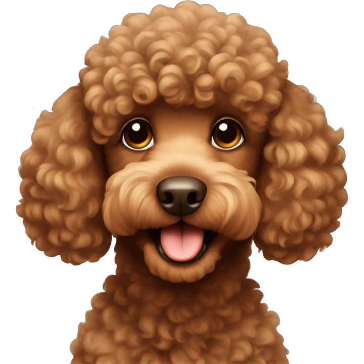 Brown poodle happy emoji