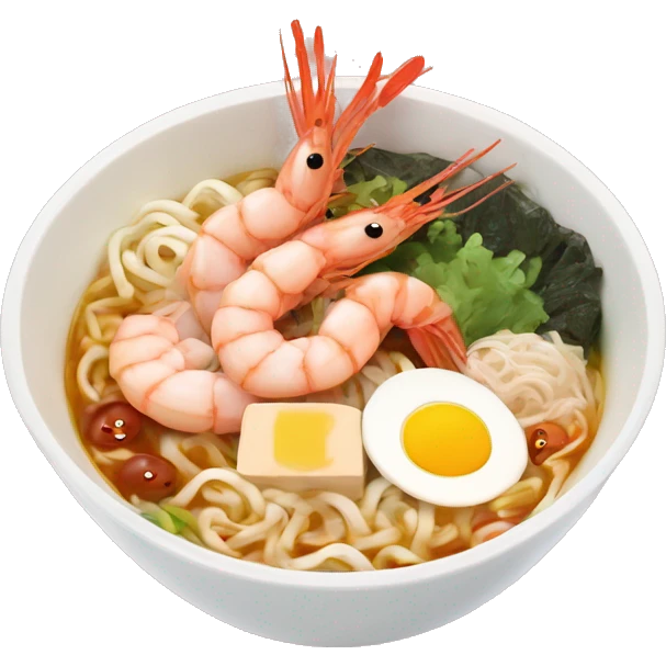 shrimp ramen bowl with pork and fishcake emoji