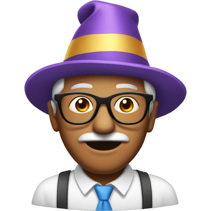 bold grandpa with glasses and a party hat emoji