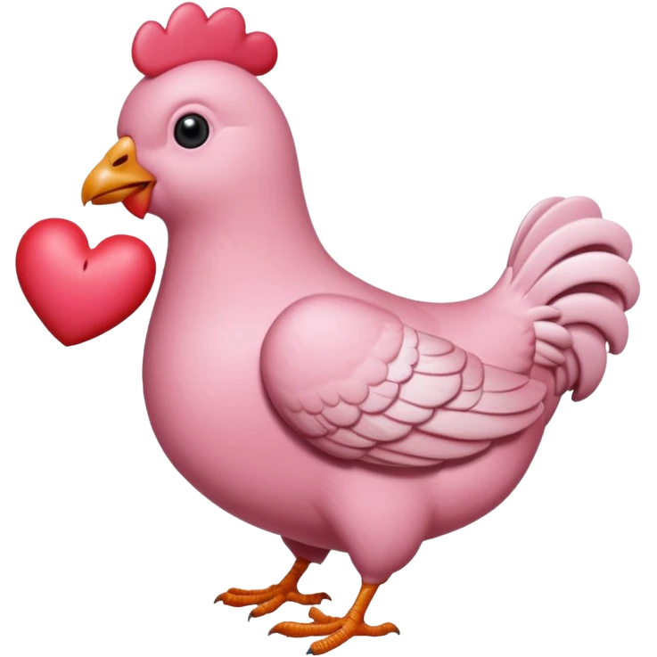 An pink pigeon eating heart shaped chicken  emoji