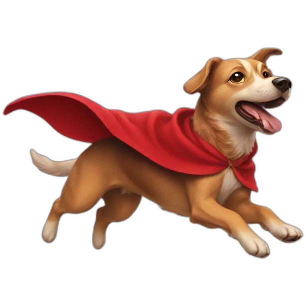 a flying dog with red cape emoji