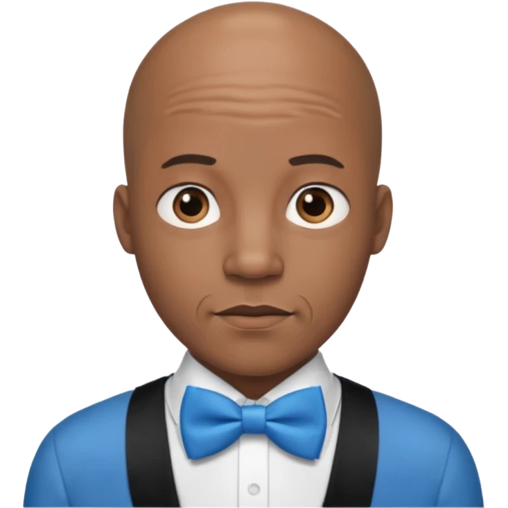 Bald with blue bow tie, black skin emoji