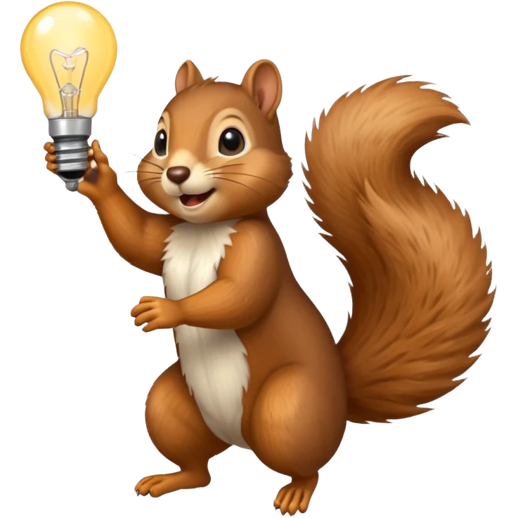 a squirrel jumping with a lightbulb emoji