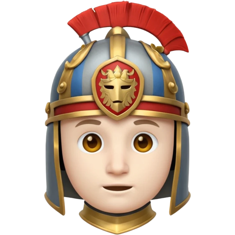 round emoji head with roman empire gray knight helmet emoji