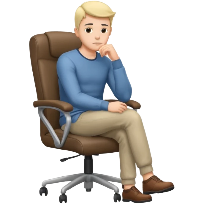 guy imitating thinker statue pose but with casual clothes and sitting in a office chair emoji