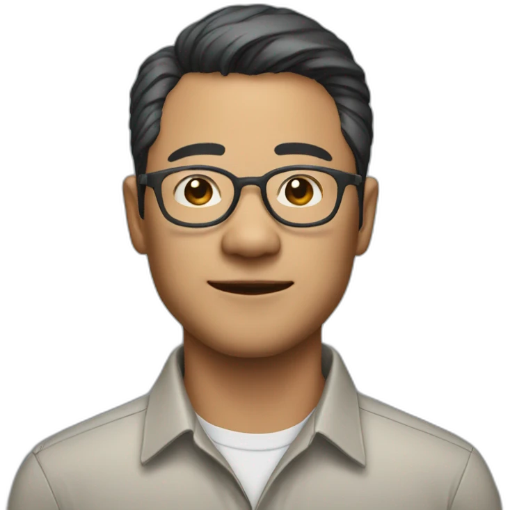 40 yr old chinese man with clear aviator glasses in a button down office shirt emoji
