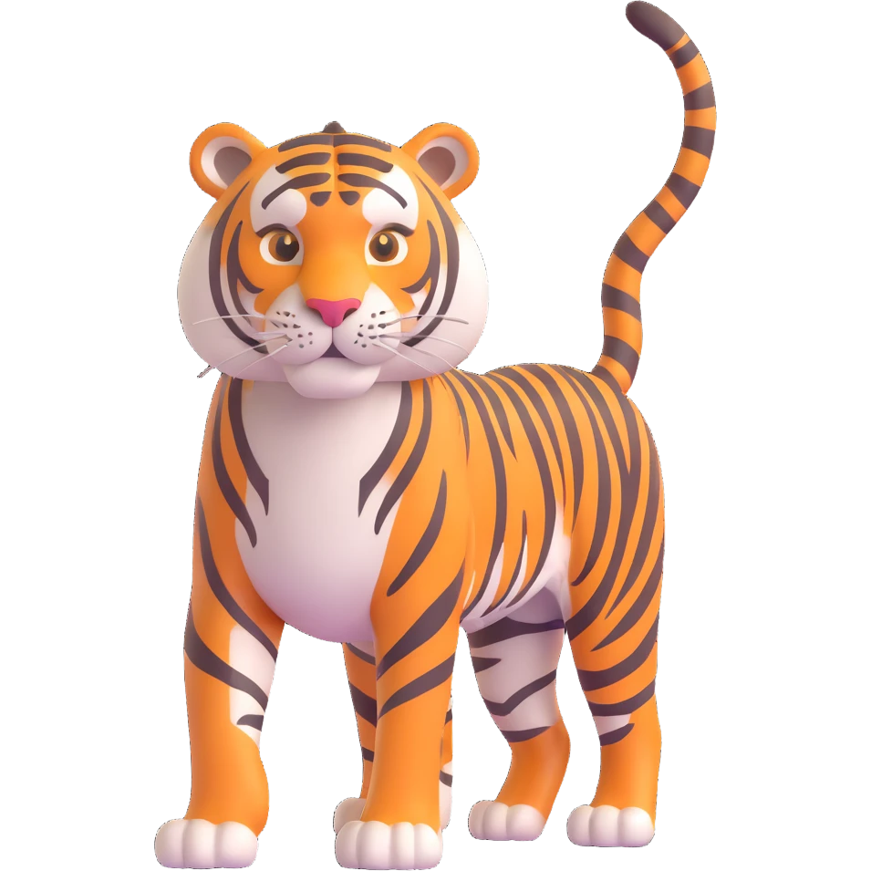 a tall, kind tiger, warm and gentle demeanor emoji