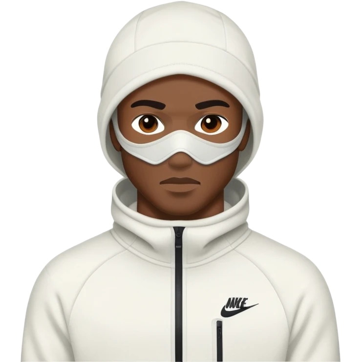 Black man with a ski mask on wearing a nike tech fleece emoji