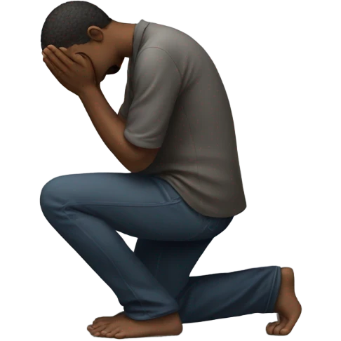 a guy begging on the floor like praying emoji