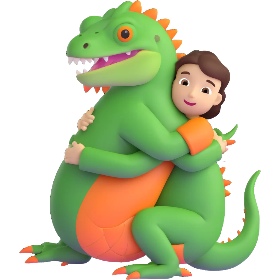 person hugging an iguana emoji