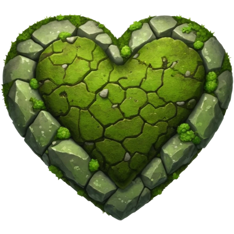 Rock with moss in the shape of a heart emoji