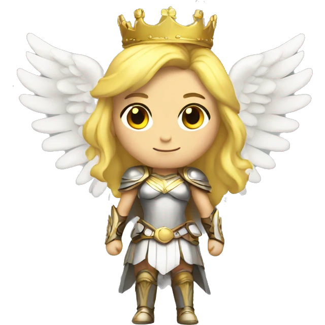 Blond Valkyrie full body with crown with wings emoji
