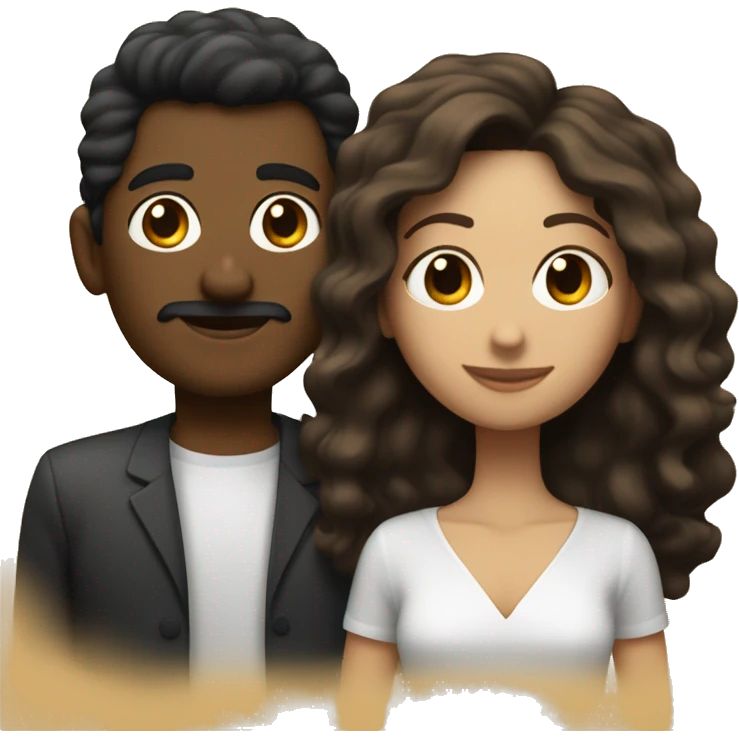 Un chico moreno con pelo negro y una chica blanca con pelo castaño emoji