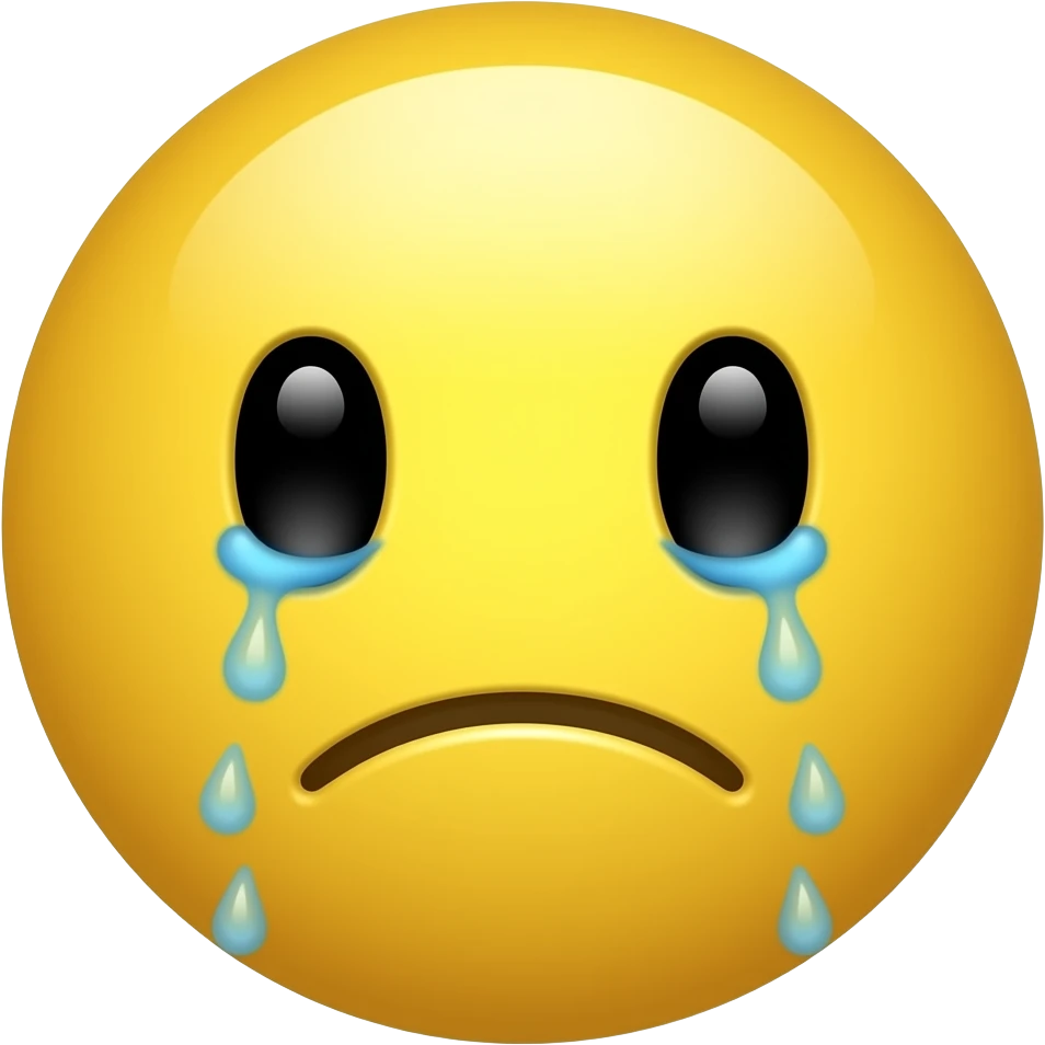 Sad😭🥺🥲 a Yellow head not a human JUST round circle with a little tears sliding Down his face all over his face emoji