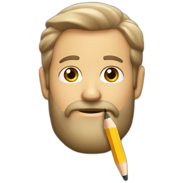 a man with a beard and a pencil behind his ear emoji